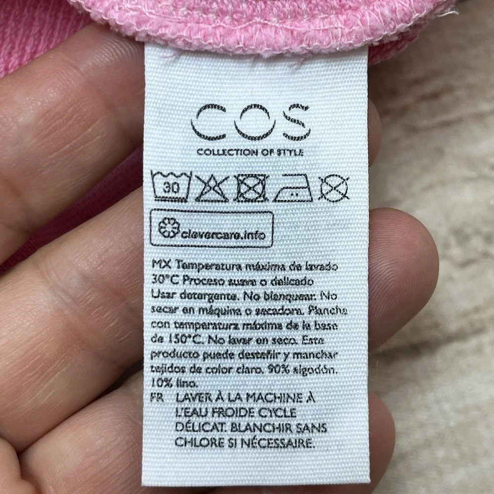 COS Oversized Pullover Sweatshirt Pink Cotton Blend Sz S Crew Neck Boxy Casual - Picture 4 of 6